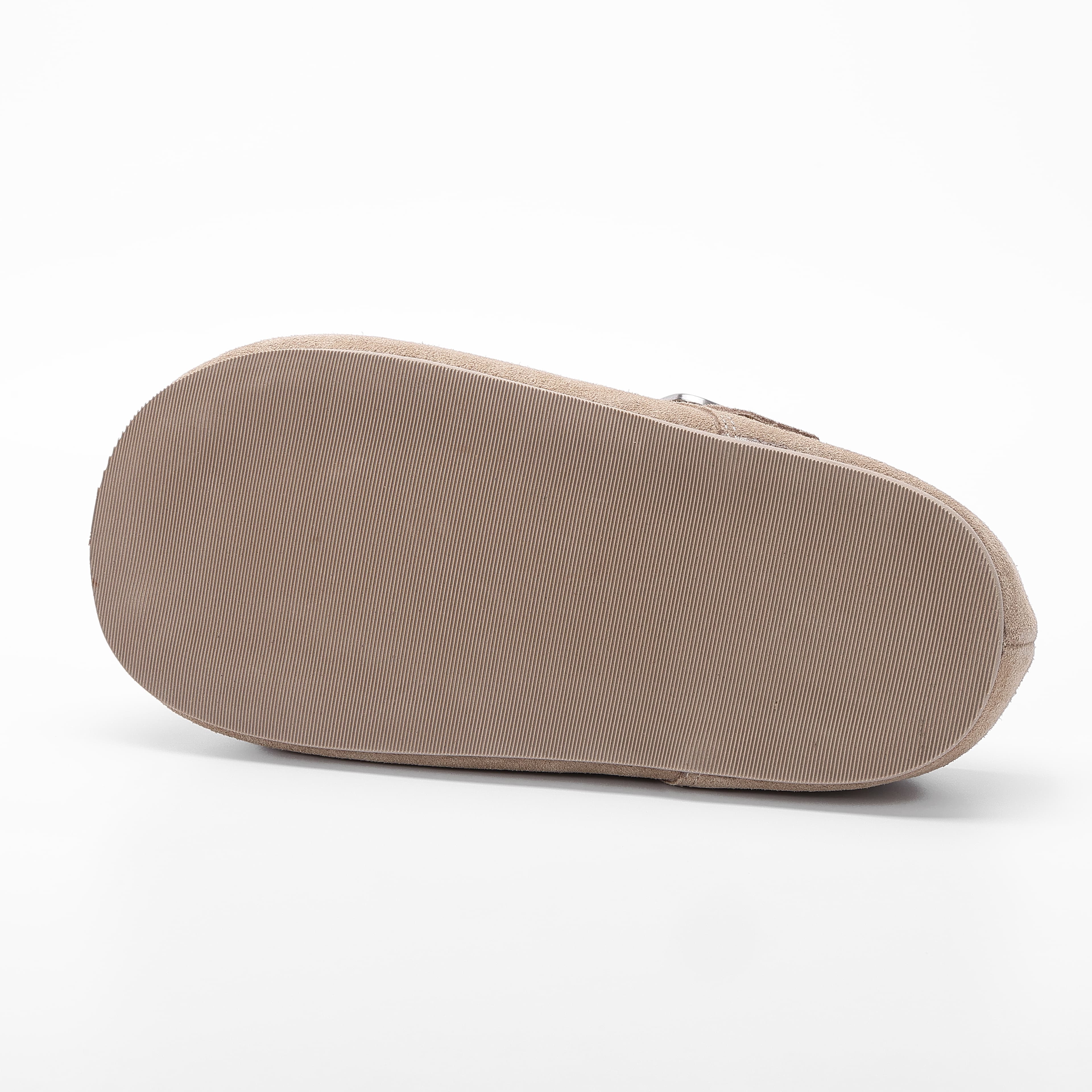 Buckle Closed Toe Cow Suede Comfort Clogs Detail 3