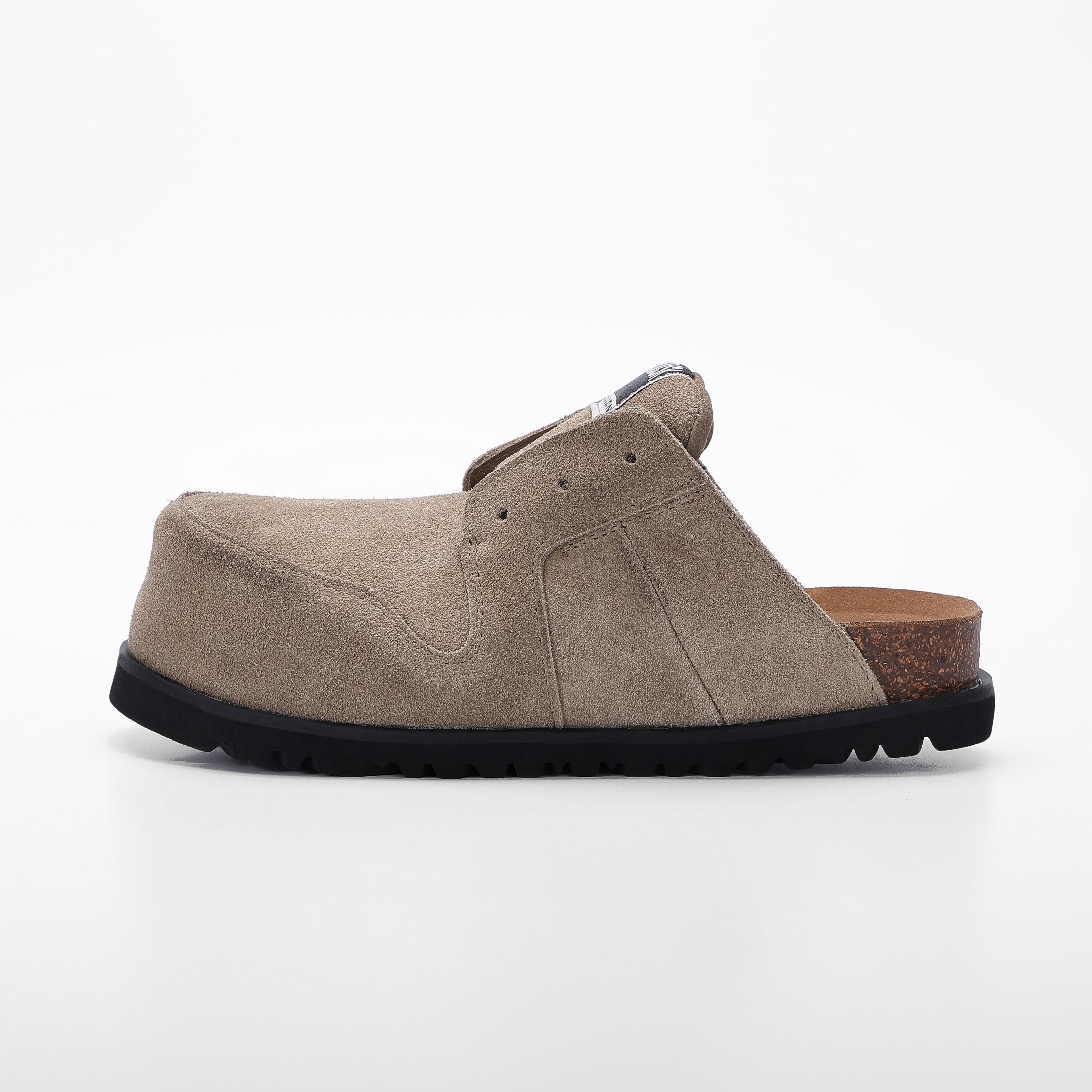 Closed Toe Cow Suede Mule Clogs with Contrast Sole Detail 2