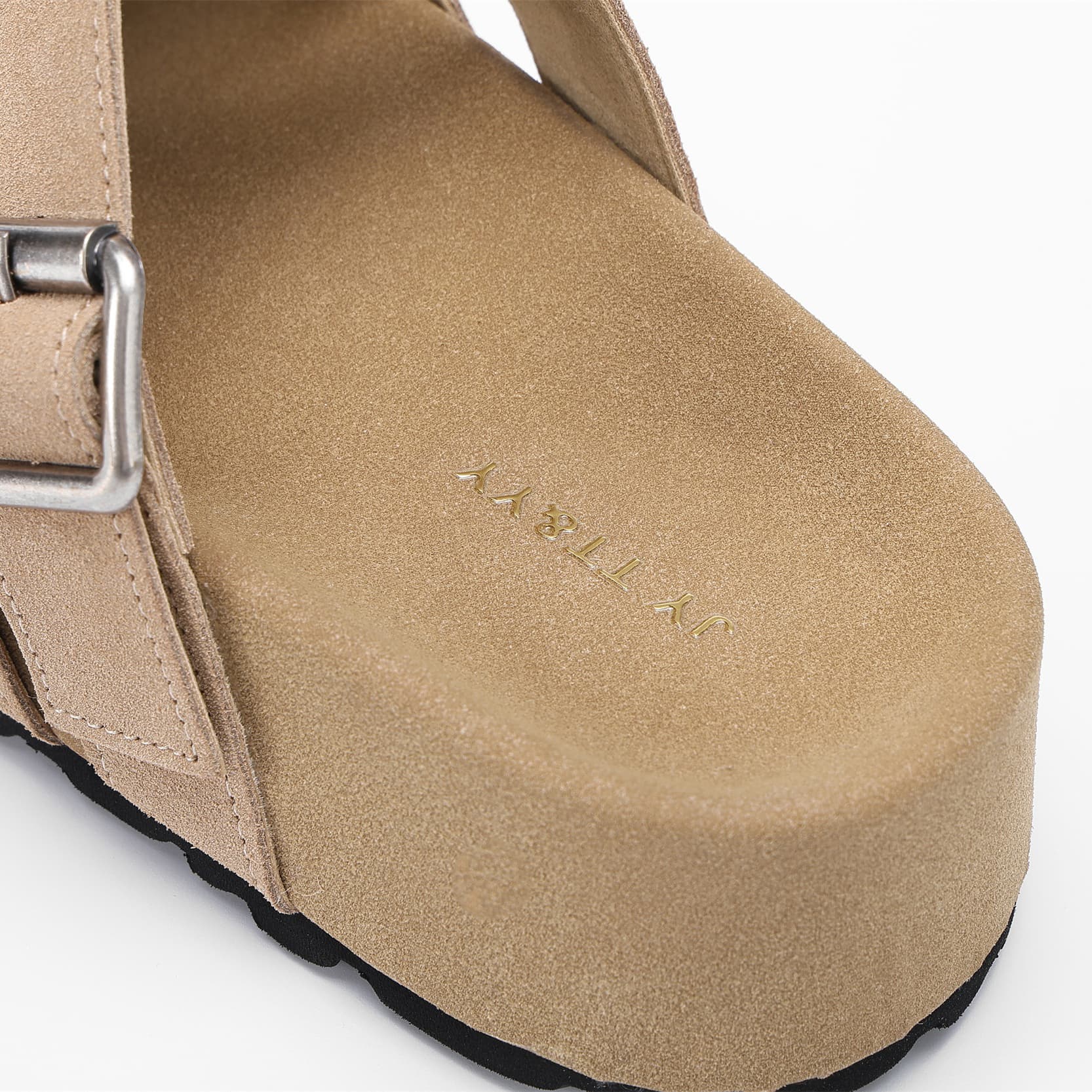 Woven Cow Suede Platform Footbed Sandals Detail 3